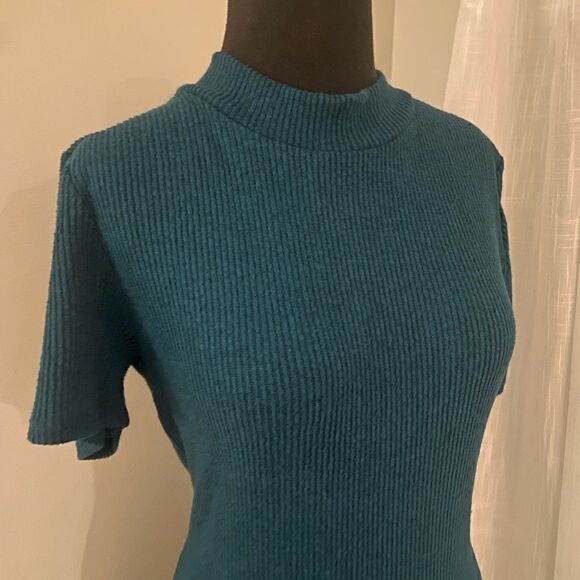 Velvet Torch Ribbed Mock Neck Short Sleeve Dress - Picture 10 of 10